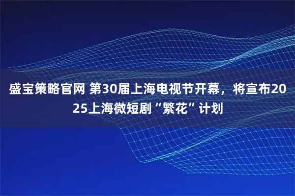 盛宝策略官网 第30届上海电视节开幕，将宣布2025上海微短剧“繁花”计划